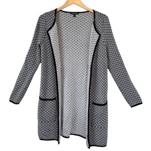 41 Hawthorn Geometric Open Cardigan Duster Size XS Black White Heavyweight